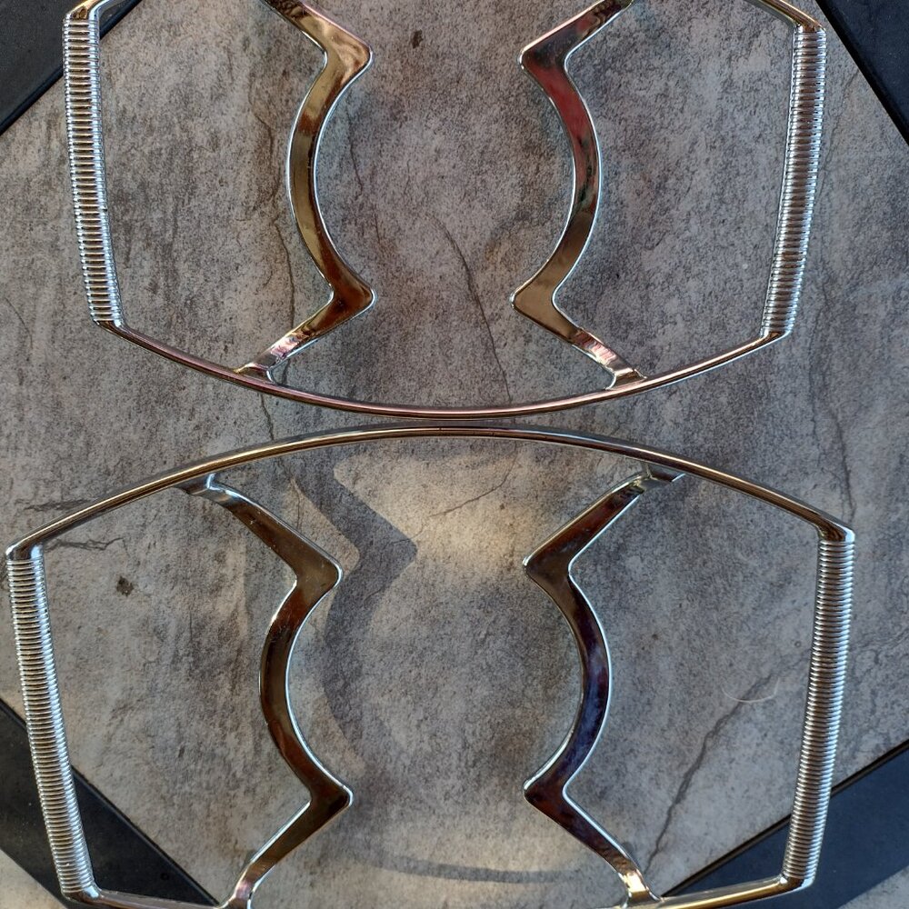 Set of 2 Vintage Corning Ware Metal Chrome Cradles Carriers P-11-M & P-10-M-1